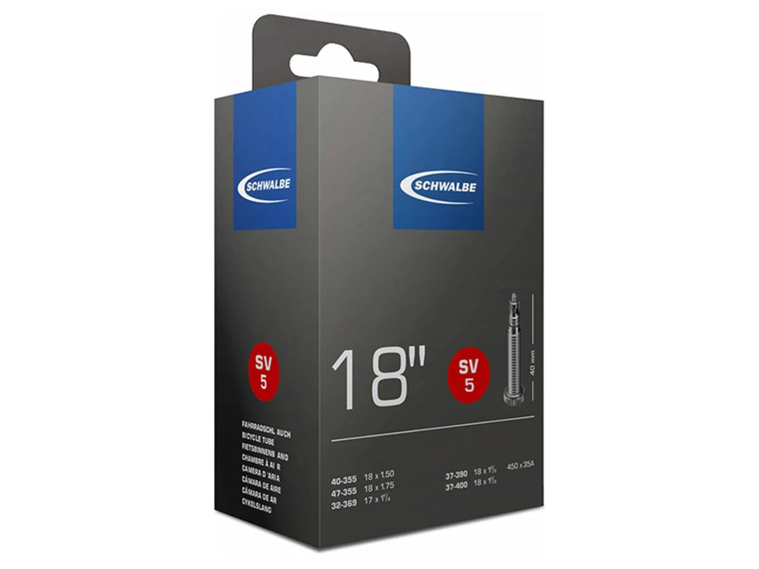 Schwalbe Slang 18 X 1,75 Med 40 Mm Lång Racerventil SV5 1 Schwalbe Slang 18 X 1,75 Med 40 Mm Lång Racerventil SV5