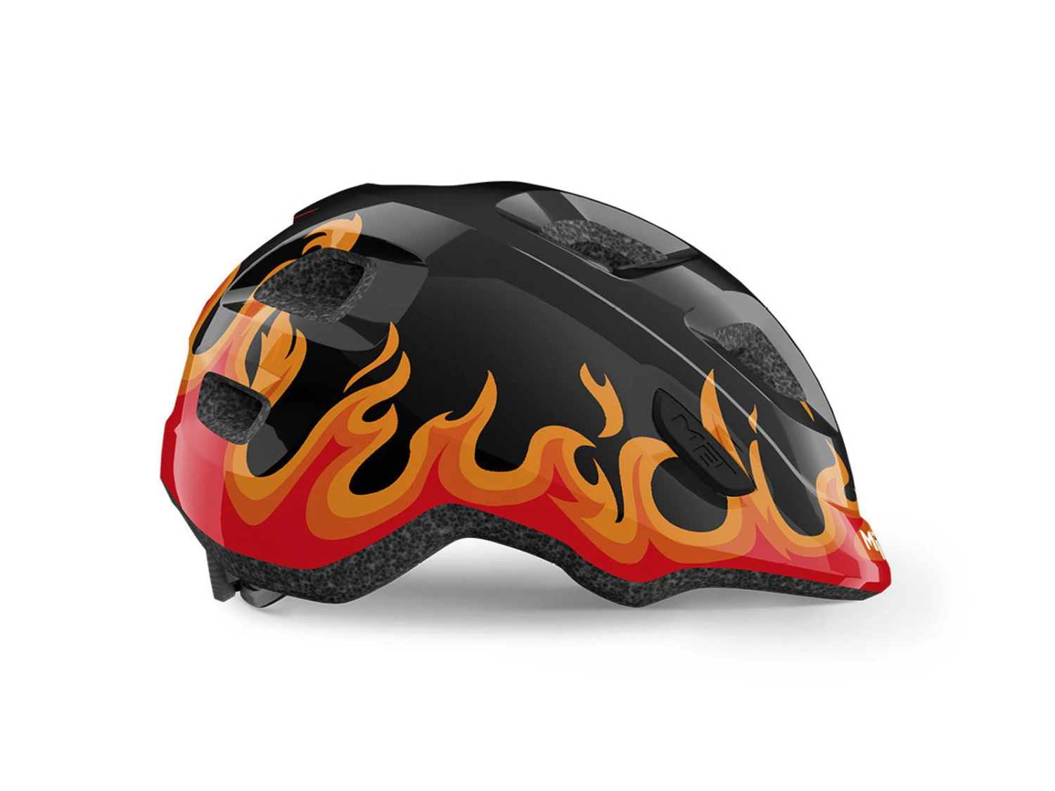 Met Hurra - Barncykelhjälm - Svart / Flames 1 Met Hurra - Barncykelhjälm - Svart / Flames