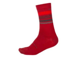 Endura BaaBaa - Merino Stripe Sock - Cykelstrumpor - Röd